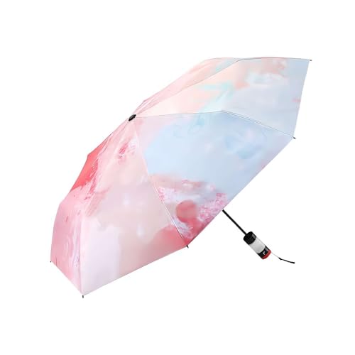 2-in-1-Regenschirm mit Nebelspray, tragbarer Nebelschirm mit UV-Schutz, Nebel-Sprühschirm für Sommerkühlung, Sonnenschutz UV-Schutz für Camping, Reisen, Golf, Wandern, Lotusblüten, Black handle