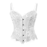 Generisch Korsett Damen Schwarz - Vollbrust Corsage Weste Corset Body Shaper mit Träger Renaissance Korsett Oberteil Elegant Bauchweg Piratenkostüm Korsage Bustier Lingerie Taillenformer für Karneval