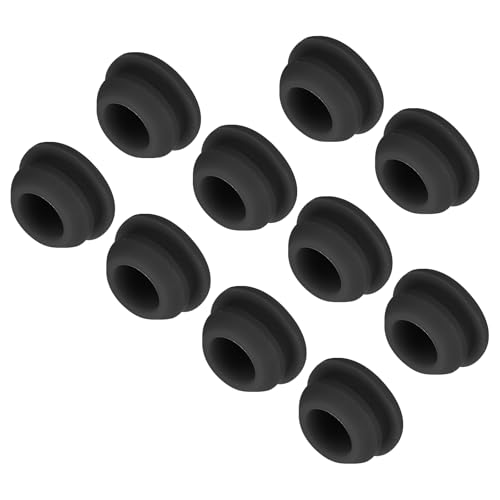 QUARKZMAN 10 Stück Silikonstopfen Silikon Lochstopfen, 10 mm Montagedurchmesser Schmale Nutbreite 2 mm Rund Gummistopfen Blindstopfen Abdeckstopfen für Küchen Bulkheads Schwarz