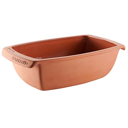 Romertopf Brotbackform aus Keramik Kastenform für 1,5Kg Backgut 34,5cm Brottopf zum Backen von Brot & Kuchen, Terrakotta