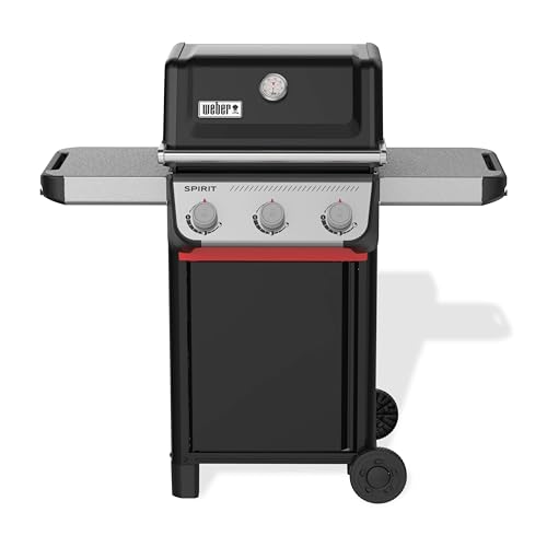 Weber Spirit E-310 Gasgrill, 3 Brenner, 51 x 46 cm Grillfläche, Warmhalterost, Deckelthermometer, 2 Räder - Schwarz/Silber (1500862)