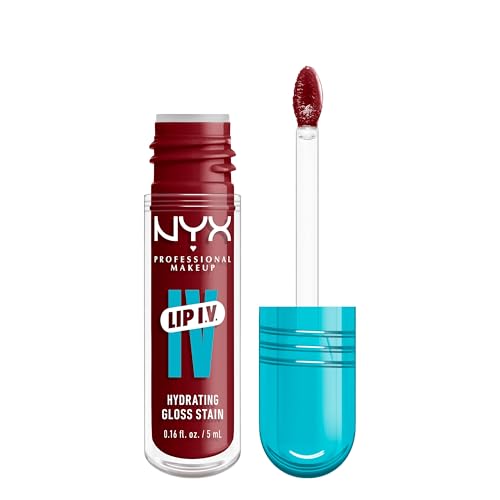 NYX Professional Makeup Feuchtigkeitsspendender Lipgloss und Lip Stain, Bis zu 12 Stunden Pflege, Lip IV Hydrating Gloss Stain, Farbe: Cranberry Splash