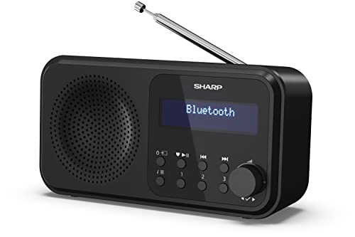 SHARP DR-P420 Portables Digitalradio (DAB/DAB+/FM mit RDS, USB, Bluetooth 5.0, 3,5mm Klinke Wecker-Funktionen), Schwarz