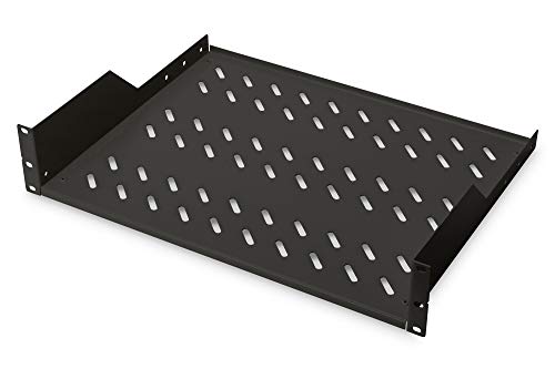 DIGITUS Professional DN-19 TRAY-2-SW - Fachboden zum Festeinbau in 19" Schränke - Traglast 25 kg - ab 450 mm Schranktiefe - 2HE - Farbe schwarz