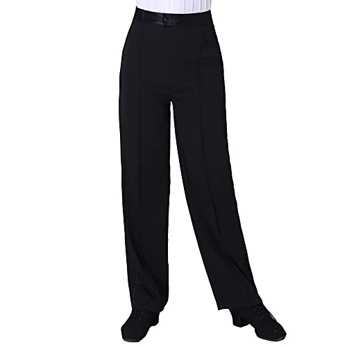 Libaobaoyo Jungen Kinder Latin Ballsaal Tanzhose Elastische Taille Professionelle Jazz Modern Perfomance Hose, Schwarz 3, 14-15 Jahre