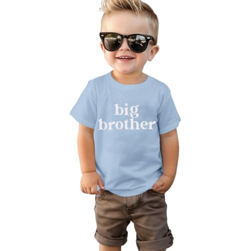 Big Brother Shirt für Baby Boy Little for Big Großer Bruder T-Shirt Kind Sommer Kurzarm Top Locker Baumwolle Tee（Blau,2-3Jahre）
