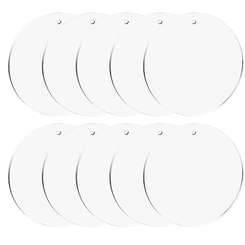 suaywo 10 Stücke 15cm Transparent Runde Acrylplatte Transparent Runde Acrylplatte Acrylscheibe Acrylscheibe Rund mit loch für DIY Handwerk, Bilderrahmen Malerei, Partyschilder