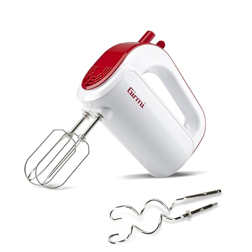 Girmi SB02 Elektrorührer, 170 W, 5 Geschwindigkeiten + Turbo, Weiß/Rot