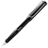 Lamy safari black Füller - Füllhalter mit ergonomischem Griff & polierter Stahlfeder in Strichbreite M – robuster ASA-Kunststoff - inkl. Tintenpatrone T 10 blau - Rechtshänder