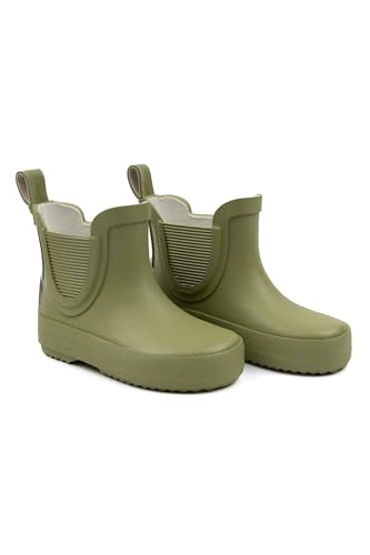 Mikk-line Kurze Gummistiefel Kinder 25 Sage | Barfuß Gummistiefel Kinder | Wetterfeste Slip-On Regenstiefel | Knöchelhohe wasserdichte Outdoor-Schuhe mit rutschfester Sohle