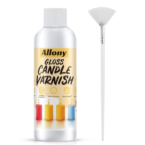 Allony Kerzenlack, Klarlack für Kerzen, Klarlack Glänzend, Kerzenlack für Wasserschiebefolie, Wasserfest Klarlack, High Gloss Paint for Candles, Einfach Aufzutragen, Trocknet Schnell