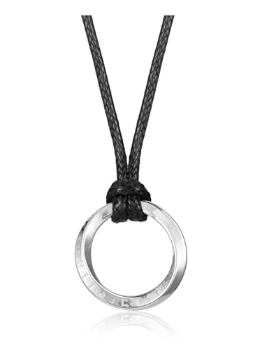 Jovivi Wikinger Rune Halskette Herren Punk Kunstleder Kette mit Rune Anhänger Mobius Anhänger Kette Edelstahl ausgehöhlt Amulett heidnischen Schmuck Geschenke für Männer Frauen (Silber)