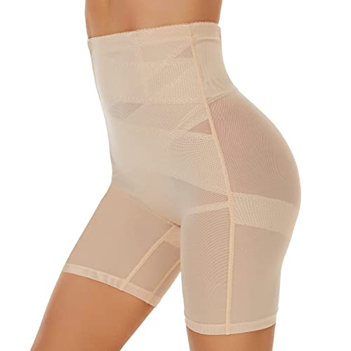 SIMIYA Bauchweg Unterhose Damen Shapewear Hohe Taille Unterwäsche Figurenformend Miederhose Bauchkontrolle Body Shaper Leggings Miederpants für Frauen(Beige, 3XL)