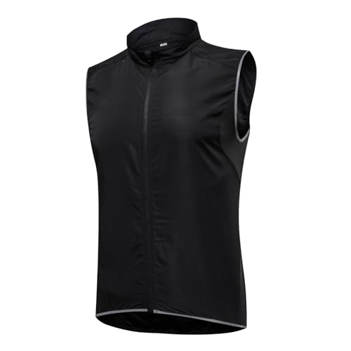 CFDFDA Leichte Fahrradweste für Herren und Damen Winddichte MTB-Fahrradweste Schnelltrocknende Laufweste Windweste Jacke mit Taschen für Geländefahrten, Radfahren und Wandern,Black-4XL