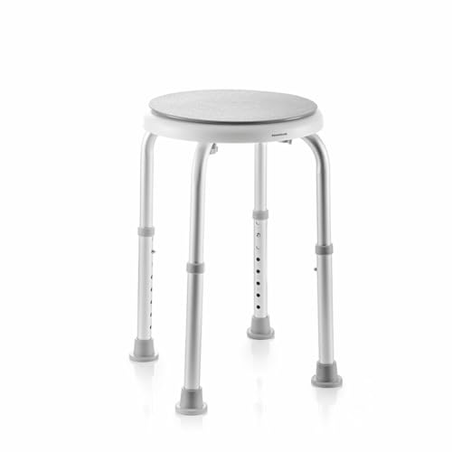 InnovaGoods - Rutschfester, Höhenverstellbarer Badhocker mit 360 Grad Drehbarem Sitz, Sicher & Komfortabel, Einfache Montage, Weiß, Regulierbar, ABS HDPE