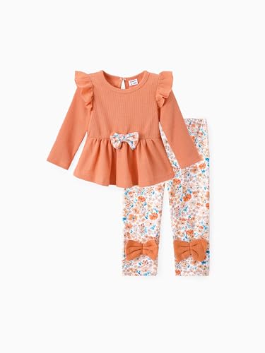 PATPAT Baby Bekleidungssets Mädchen, Babykleidung mit Langarm Shirt Kleid & Hose, 1. & 2. Geburtstag Geschenk, Neugeborenen Kleidung Essentials, Baby Outfit & Kleider, Baby Girl Clothes (3-24 M)