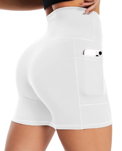 BLONGW Radlerhose Damen mit Taschen Kurze Sporthose High Waisted Sport Shorts Damen Workout Yoga Running Gym Tennis kurz Leggings