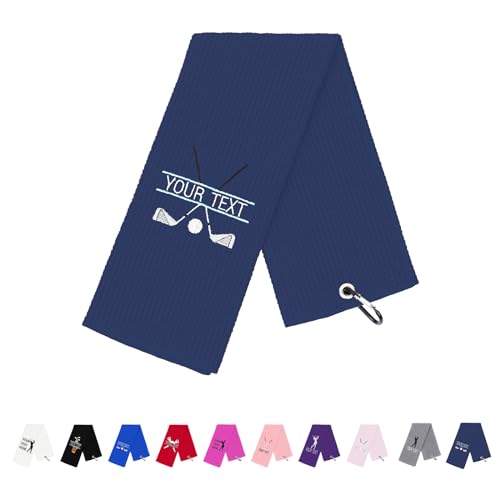 NGTSFLY Lustiges Golf Handtuch, Personalisierte Bestickte Golfhandtücher für Golftaschen mit Clip, Golfgeschenk für Männer Frauen, Leicht zu Reinigendes Golfzubehör, 40 x 60 cm (Navy blau)