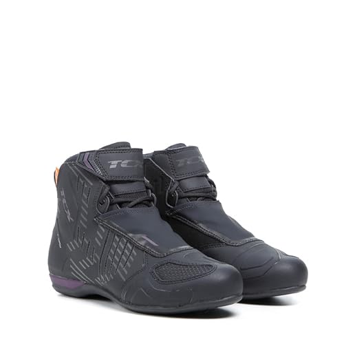 TCX - R04D Lady Waterproof Damen-Motorradschuhe, Obermaterial aus Mesh mit Hot-Melt-Beschichtung, Schnürsenkel und Klettverschluss, Schwarz