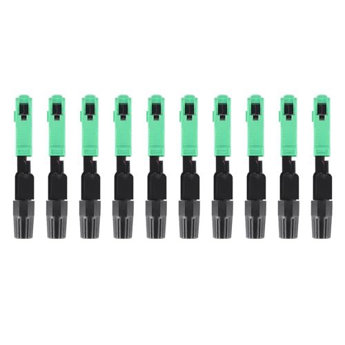 Ronlok Glasfaserverbinder 10 Stück Sc/Schnellverbinder aus Glasfaser mit integrierter Einzelmodus-Komponente - Schwarz + Grün