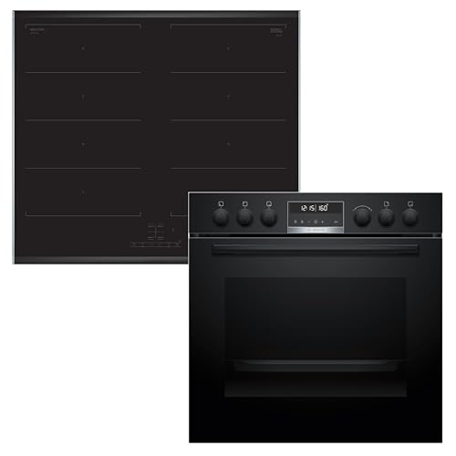 Bosch HND679LS62 Einbauherd-Set, Bestehend aus HEG578BB4 Herd, 60 x 60 cm, Air Fry, 3D Heißluft, Hydrolyse und Pyrolyse Selbstreinigung, & NXX675CB5E Induktionskochfeld, Flex Induction