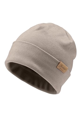 Sterntaler Beanie aus feiner Strickware - Unisex Baby und Kinder Mütze mit Umschlag - Übergangsmütze einfarbig - Sand, 49