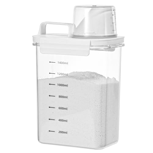 1800 ml Waschmittelspender, versiegelte, auslaufsichere Waschmittel-Aufbewahrungsbox, waschpulver dosierer, waschmittelbox für pulver, waschmittel spender, Aufbewahrungsbox mit Messbecherskala