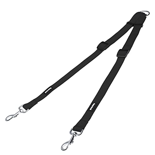 HAPPY HACHI Doppelte Hundeleine,Kein Verheddern 360° Drehbarer Doppelleine für 2 Hunde,Einstellbar Coupler Kein Tangle Nylon Wanderung Leine für Hunde Klein Mittlere und Große Lauftraining (Schwarz-S)