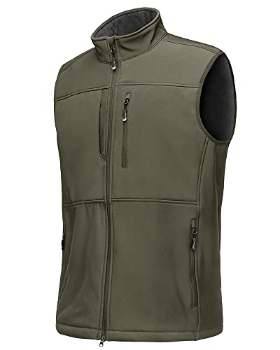 33,000ft Weste Herren Outdoor Wasserdichte Softshell Ärmellose Jacke Bodywarmer Fleece Weste Full Zipp Softshellweste Olivgrün XXL