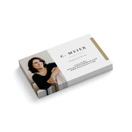 Visitenkarten drucken | mit Ihrem Foto | "Design # 39" | 1-seitig | Querformat | rechteckig | Menge + Papier zur Auswahl | sofort personalisieren | bedruckt (500 Stück)