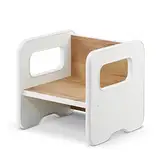 defiPad Sitzhocker für Kinder | Stylisch Wendehocker | Kindersessel ab 1 Jahr | Babystuhl Hocker Holz | Der Stuhl kann in einen Tisch verwandelt Werden | Montessori Kinderzimmer |