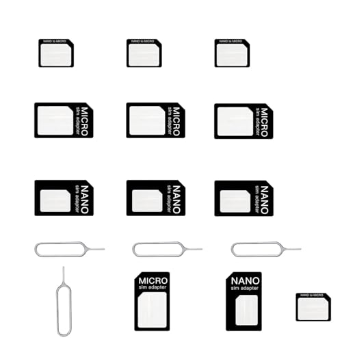 4 in 1 Nano SIM Karten Adapter, 4 Sets Nano-SIM Adapter, SIM-Karten-Adapter mit SIM-Auswurfstift, kompatibel mit Smartphone