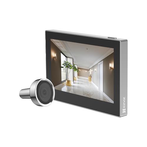 EZVIZ CP2 WLAN Türspion mit 4,3-Zoll-Farbbildschirm, 2MP kabellose Video Türklingel Kamera mit 146° Weitwinkel und 2200mAh Akku, 2,4GHz, Kein Bewegunsmelder, wetterfest (Silber)