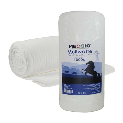 1 Mullwatterolle 40cm x 5m Verbandwatte Bandagierwatte Polsterwatte Pferd Rind