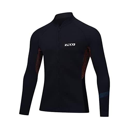 ZCCO Neoprenanzüge Top Jacke 1,5mm Neopren Anzüge Frauen Männer Neoprenanzug Langarm Tauchen Tauchen Neoprenanzug Hemd Front Reißverschluss Neoprenanzüge Hemden Schnorcheln, Surfen(FT-M)