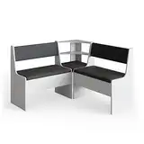 Vicco Eckbankgruppe Roman, Bank für die Essecke, Weiß/Anthrazit, 120 x 120 cm Ohne Tisch