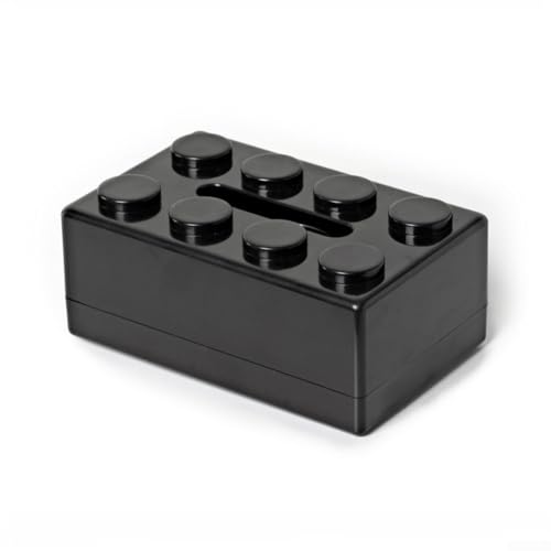 Unverwechselbare Taschentuchbox mit Baustein-Design für einfache Installation an Wand oder Schreibtisch, aus stabilem ABS-Material zum Halten von Taschentüchern (schwarz)