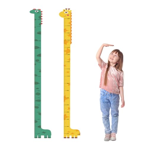 Kinder Körpergröße Höhentabelle,Kinder Messlatte,Baby Messlatte Höhe Diagramm,Größenmesser Kinder und Baby,Baby Messlatte Höhe,Kindergarten Tier Wandabziehbild,Dinosaurier und Giraffen,180cm 2Stücke