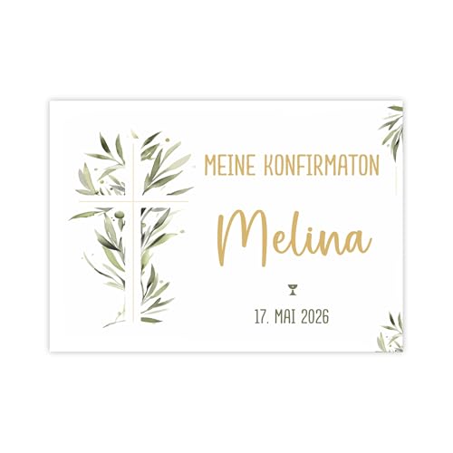 Herz & Heim® Personalisierbares Banner für kirchliche Feste – Kunststoffbanner oder Posterpapier – Motive zu Konfirmation, Firmung, Taufe oder Kommunion (Kreuz, Kunststoffplane (70 cm x 50 cm))