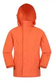 Mountain Warehouse Pakka Wasserdichte Kinderregenjacke - Winddichte, leichte & atmungsaktive Jacke für Mädchen & Jungen, faltbar mit Packsack - für Regen, Reisen, Schule Orange 7-8 Jahre