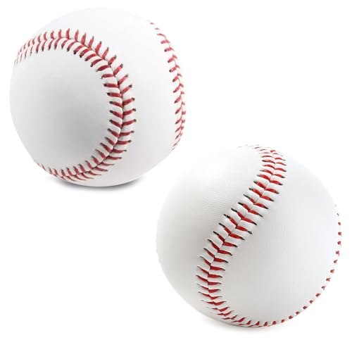 2 Stück PU Material Baseball, Handgenäht Weicher Schaumstoff-Baseball, Elastische Praxis Soft Filling Basebälle, Training Baseball für Alle Altersgruppen Jugendliche und Erwachsene Freien Sport