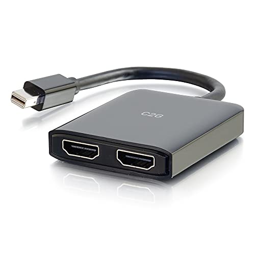 C2G Mini DisplayPort™ 1.2 to Dual HDMI® MST Hub 4K Doppelmonitor MST Hub, Mini DP Multi-Stream Transport (MST) Multiple Monitor Splitter,Schwarz, 84292