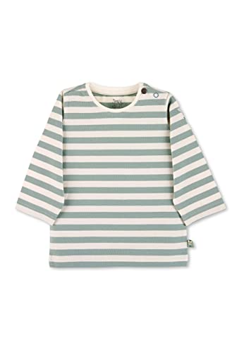 Sterntaler Baby Jungen Langarmshirt Baby GOTS Langarm-Shirt gestreift - Baby Shirt Langarm - mit Esel Stickerei und Knopf - grün, 62
