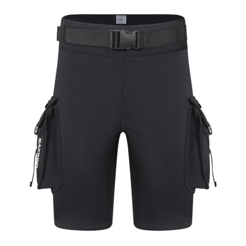 LYEAA 3 mm Neopren Tech Shorts mit Taschen Unisex Tauchhose Warm halten D-Ring Schnalle Leckloch für Tauchausrüstung Zubehör (2XL)