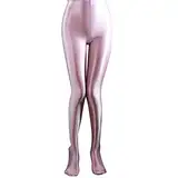 Ultradünne Transparente Grün Glänzende Schritttanz Yogahose Leggings Glanzoptik Stretchy Kunstleder Hosen Strumpfhosen Mit Hoher Taille Yogahosen Bleistifthosen High Waist Damenhose (Purple, XL)