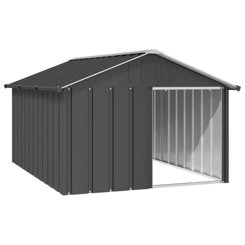 vidaXL Hundehütte Anthrazit 116,5x153x81,5cm Verzinkter Stahl Hundehaus Hütte