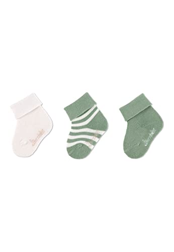 Sterntaler Baby Jungen Baby Socken GOTS Söckchen 3er-Pack Ringel Strümpfe - Socken Baby - mit Ringel Motiv und uni - grün, 16
