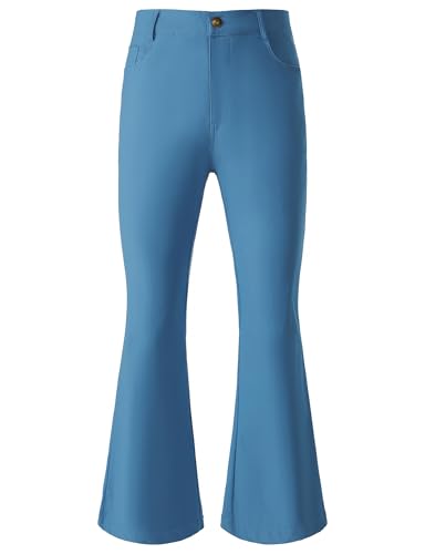 JOGAL Herren Schlaghose 70er Jahre Karneval Disco Outfits Ausgestellte Hose X-Large Hellblau