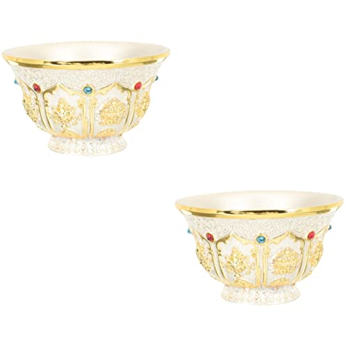 Alipis 2st Wasserbecher -altarschalen Heidnische Opferschale Kelch Anbieten Geldschale Glücksschüssel Schmandschüssel Opferschale Aus Messing Buddhist Legierung Container Metall