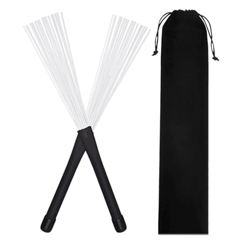 Rrlihjgu Trommelbürsten, Trommeldrahtbürsten - 2x Gummihandle Retractable Drahttrommelbürsten - Anfängerprofis Musikinstrumente Accessoires für Konzert, Performance